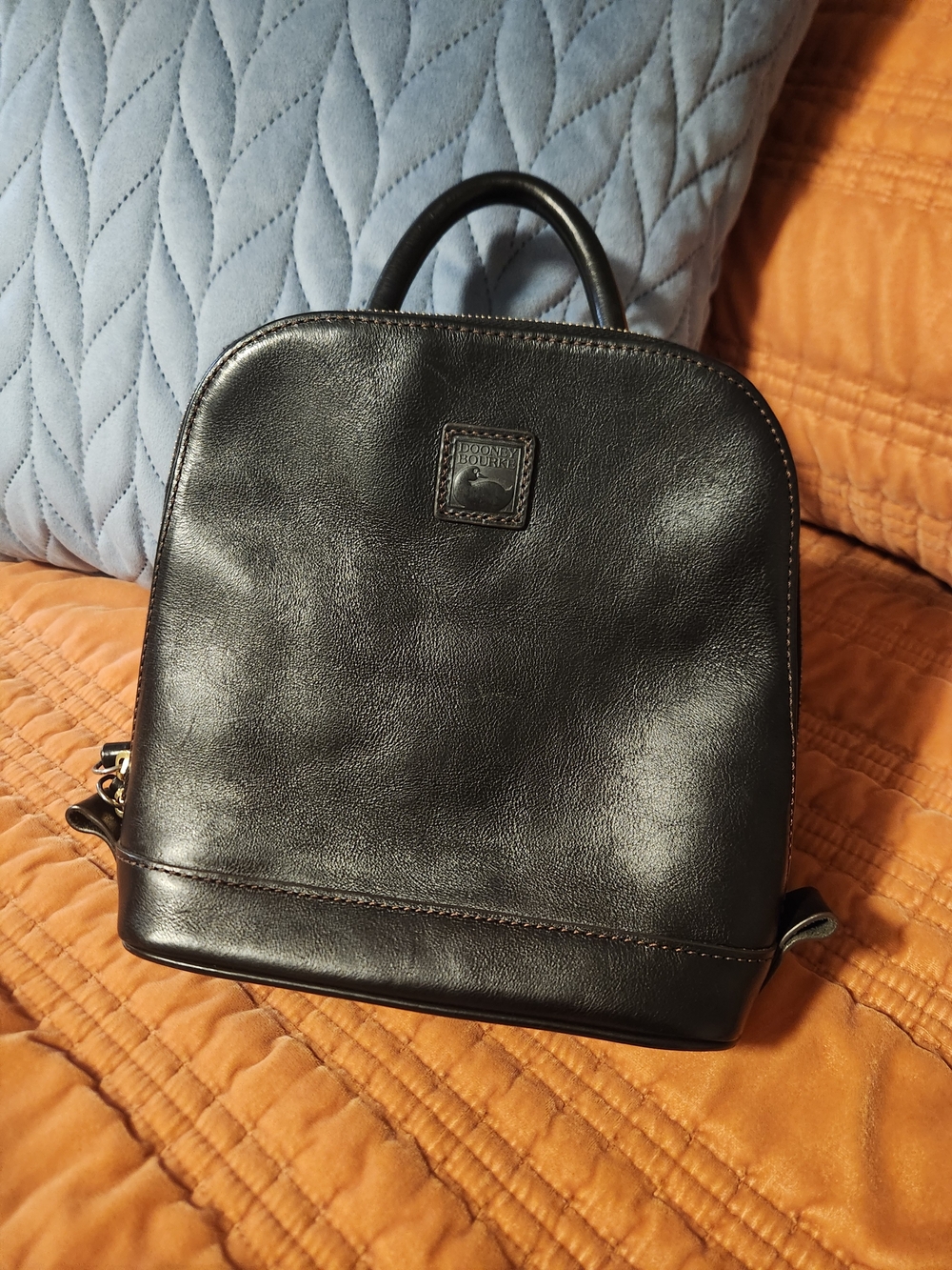 Dooney & Bourke Florentine Small Zip Pod Black Leather Compact Backpack